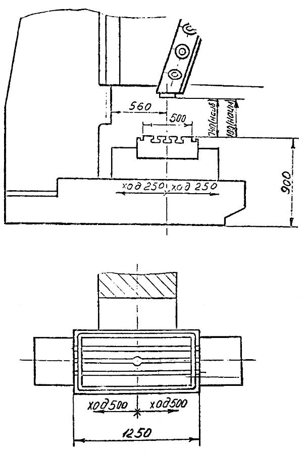МА-655 Габаритные розміри робочого простору бесконсольного фрезерного верстата з крестовым столом